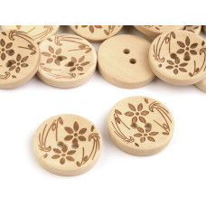   Wooden Button size 32' Flowers  