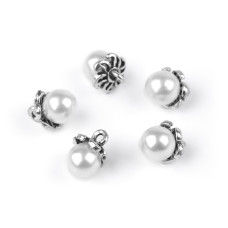   Bead Button with Cap / Faux Pearl Charm Ø8 mm  