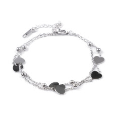   Double Stainless Steel Bracelet, Heart  