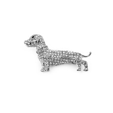   Brooch with Rhinestones - Rabbit, Dog  