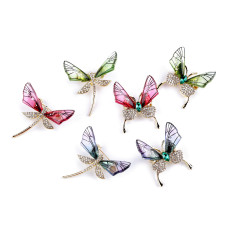   Brooch with rhinestones dragonfly, butterfly  