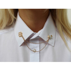   Brooch / Buckle Dragoon with rhinestones, four-leaf clover  