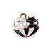   Brooch - painter's palette, cats under an umbrella  