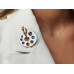   Brooch - painter's palette, cats under an umbrella  