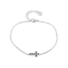   Stainless steel cross bracelet with rhinestones  