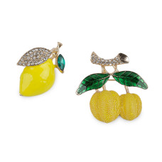   Brooch with rhinestones, lemon  