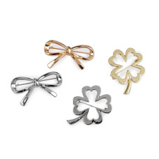   Bow brooch, four-leaf clover  