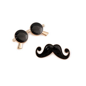   Brooch glasses, mustache  